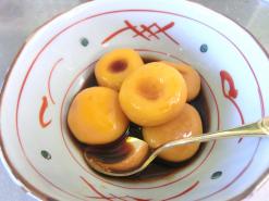 かぼちゃの白玉黒蜜がけの出来上がり画像