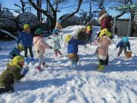 雪を上に投げると楽しいよ