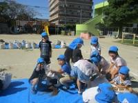 土のう袋をひっくり返したよ