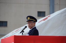 挨拶を述べる永田市長画像